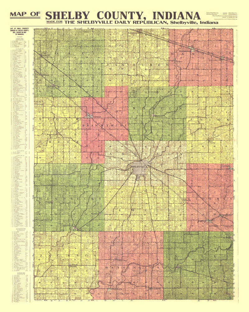 Size comparison using Vintage Map of Shelby County, Indiana 1916