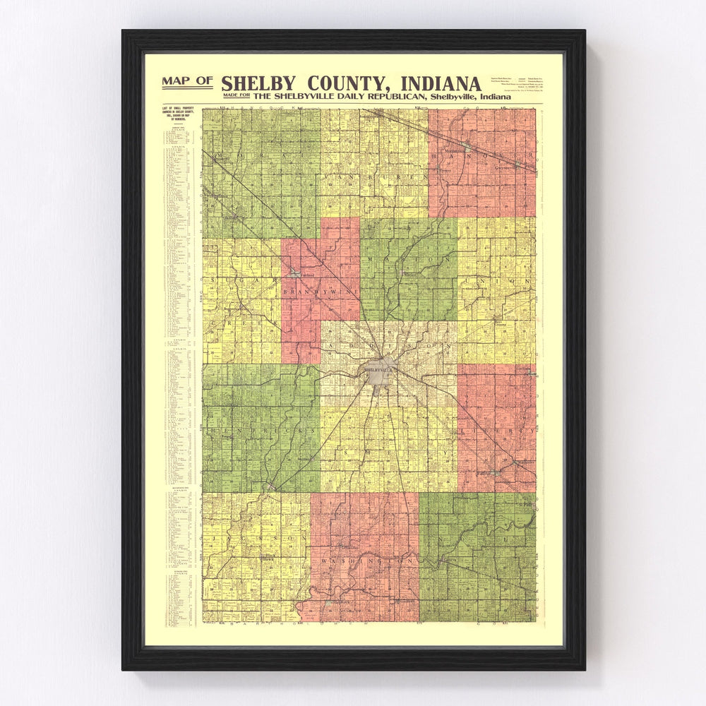 Shelby County Vintage Map 1916