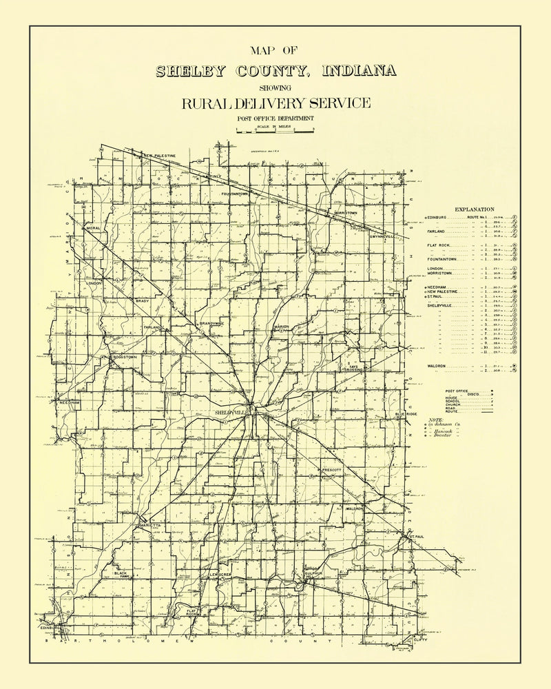 Size comparison using Vintage Map of Shelby County, Indiana 1909