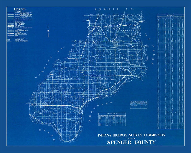 Size comparison using Vintage Map of Spencer County, Indiana 1936