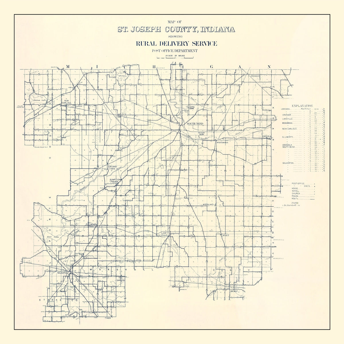 Preview of Vintage Map of St. Joseph County, Indiana 1910