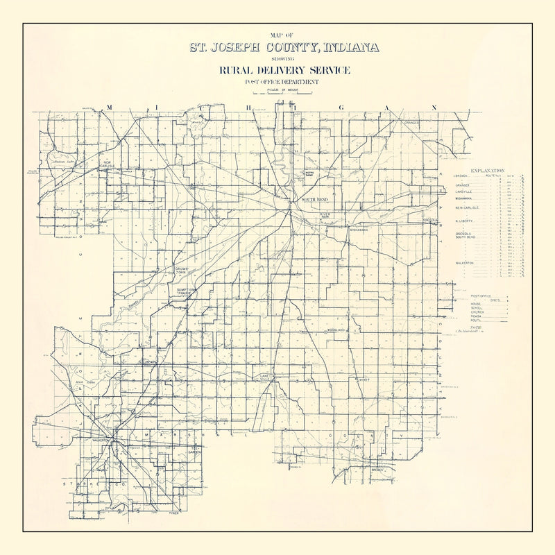 Size comparison using Vintage Map of St. Joseph County, Indiana 1910