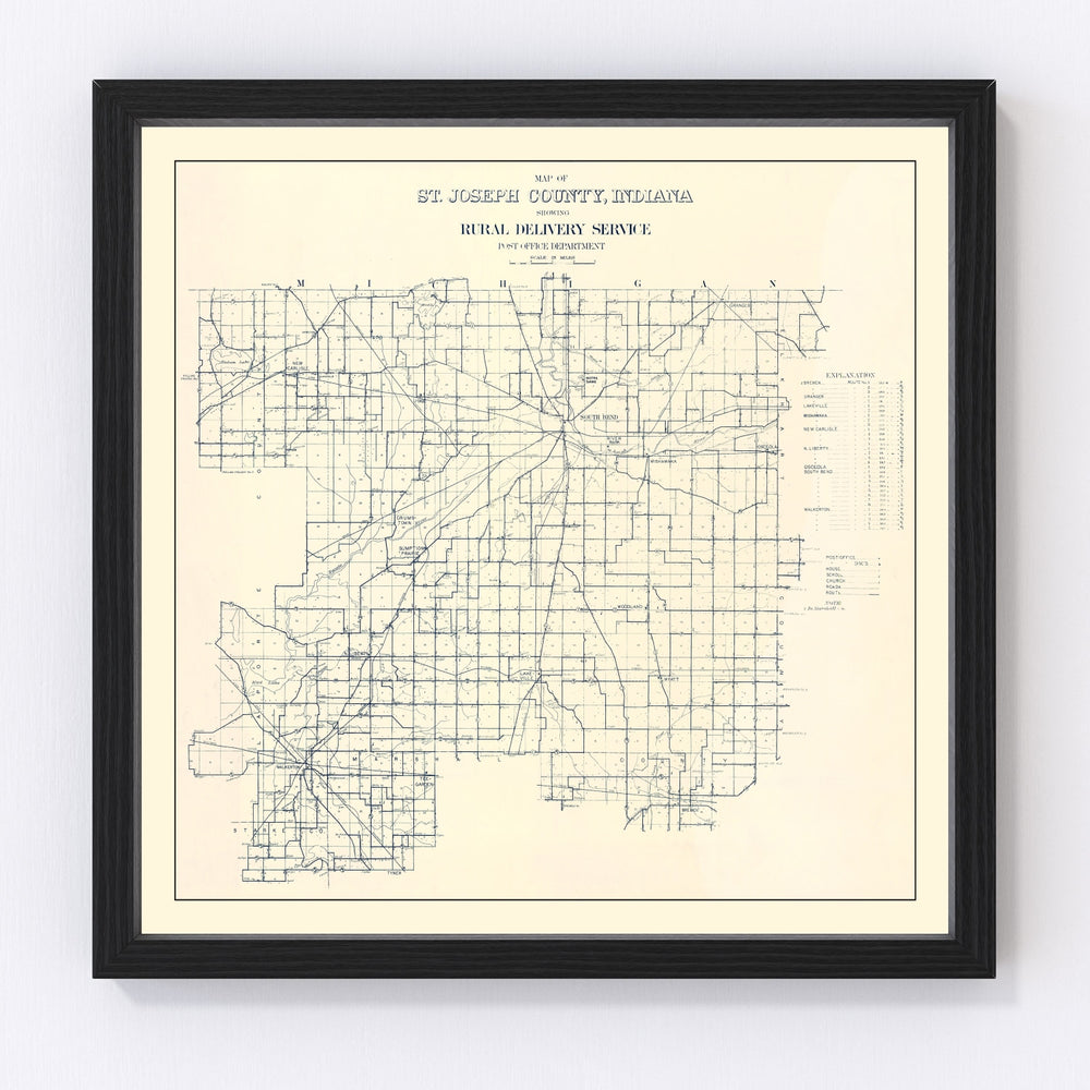 St. Joseph County Vintage Map 1910
