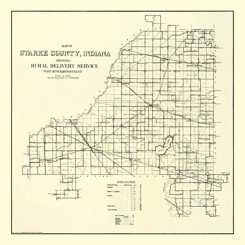 Size comparison using Vintage Map of Starke County, Indiana 1909