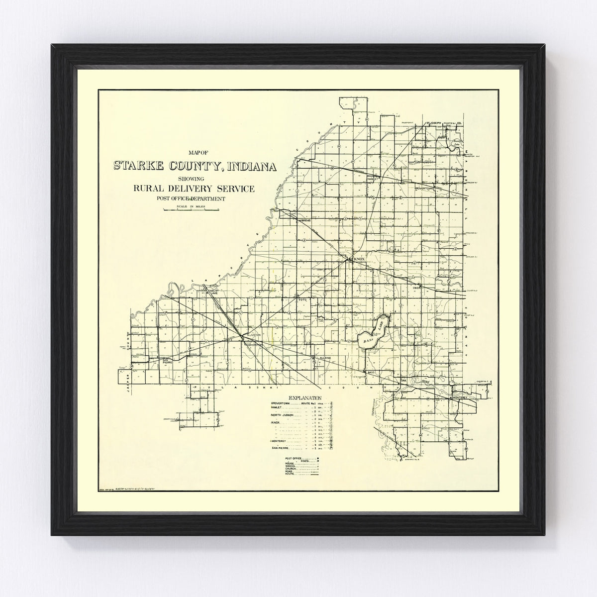 Starke County Vintage Map 1909