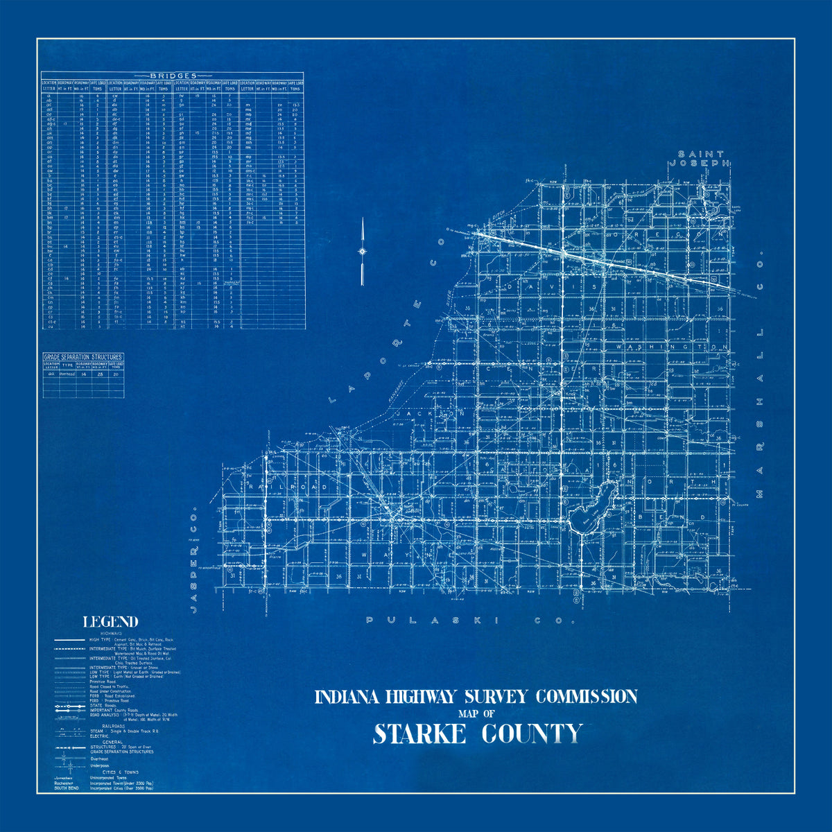 Preview of Vintage Map of Starke County, Indiana 1936