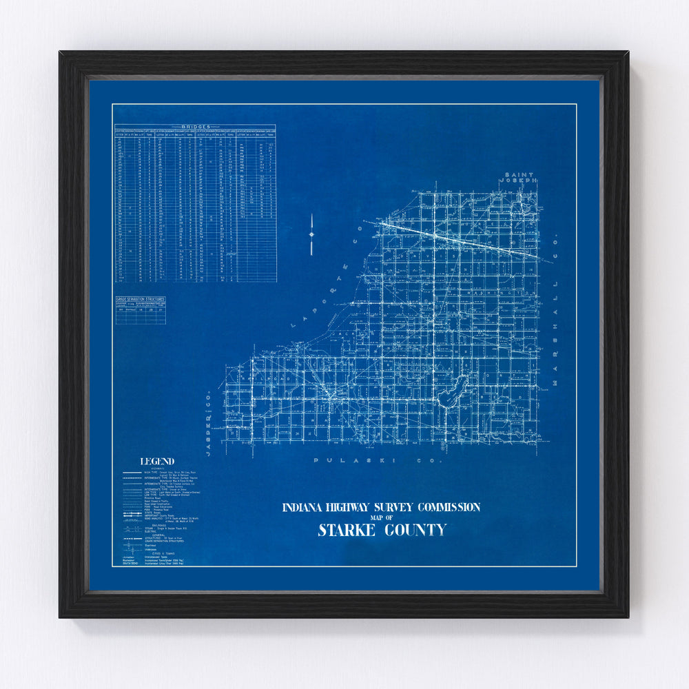 Starke County Vintage Map 1936