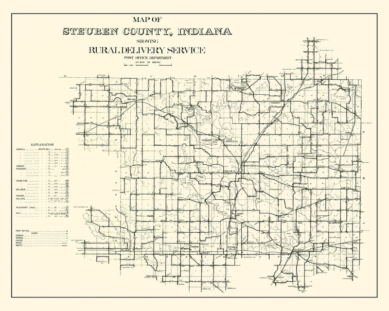 Size comparison using Vintage Map of Steuben County, Indiana 1910