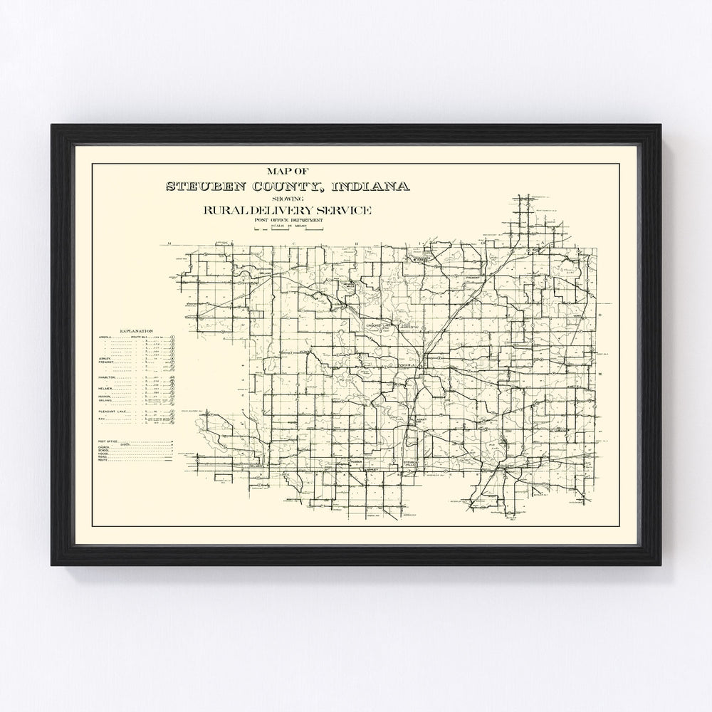 Steuben County Vintage Map 1910