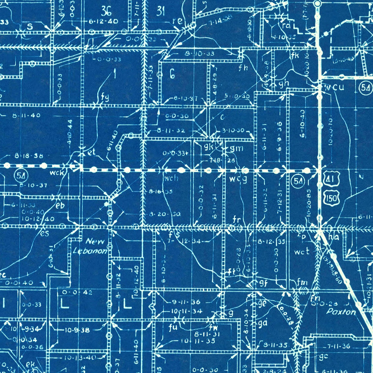 Restored historic details from the 1936 county map of Sullivan County, Indiana