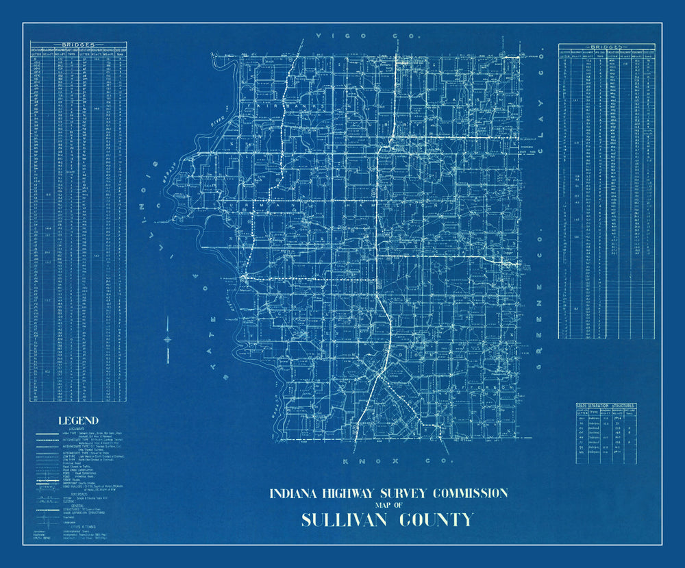 Vintage Map of Sullivan County, Indiana 1936 print style example