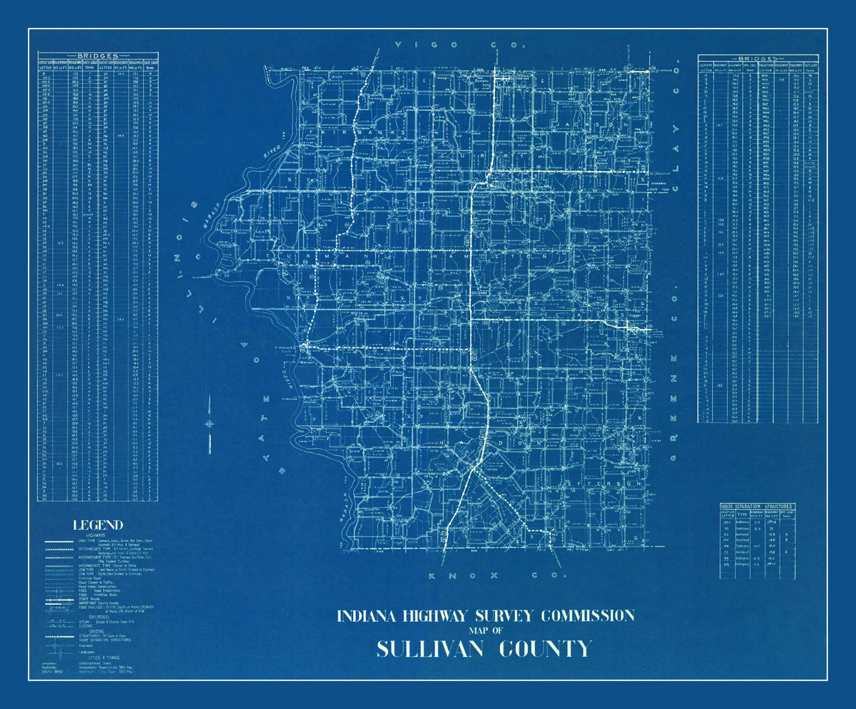 Preview of Vintage Map of Sullivan County, Indiana 1936