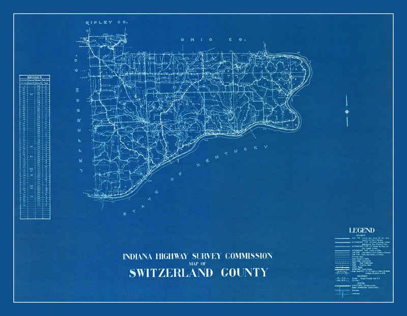Size comparison using Vintage Map of Switzerland County, Indiana 1936