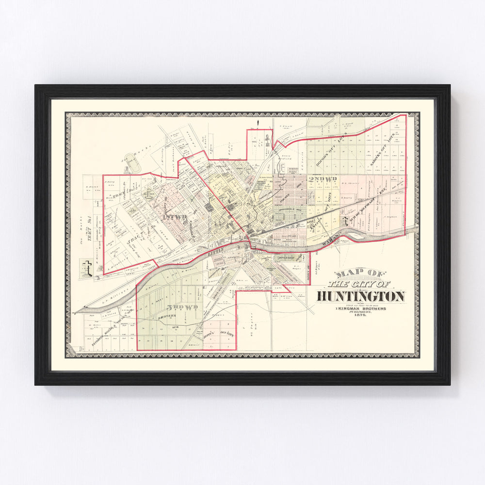Huntington Vintage Map 1879