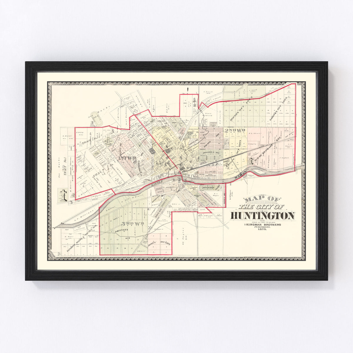 Huntington Vintage Map 1879