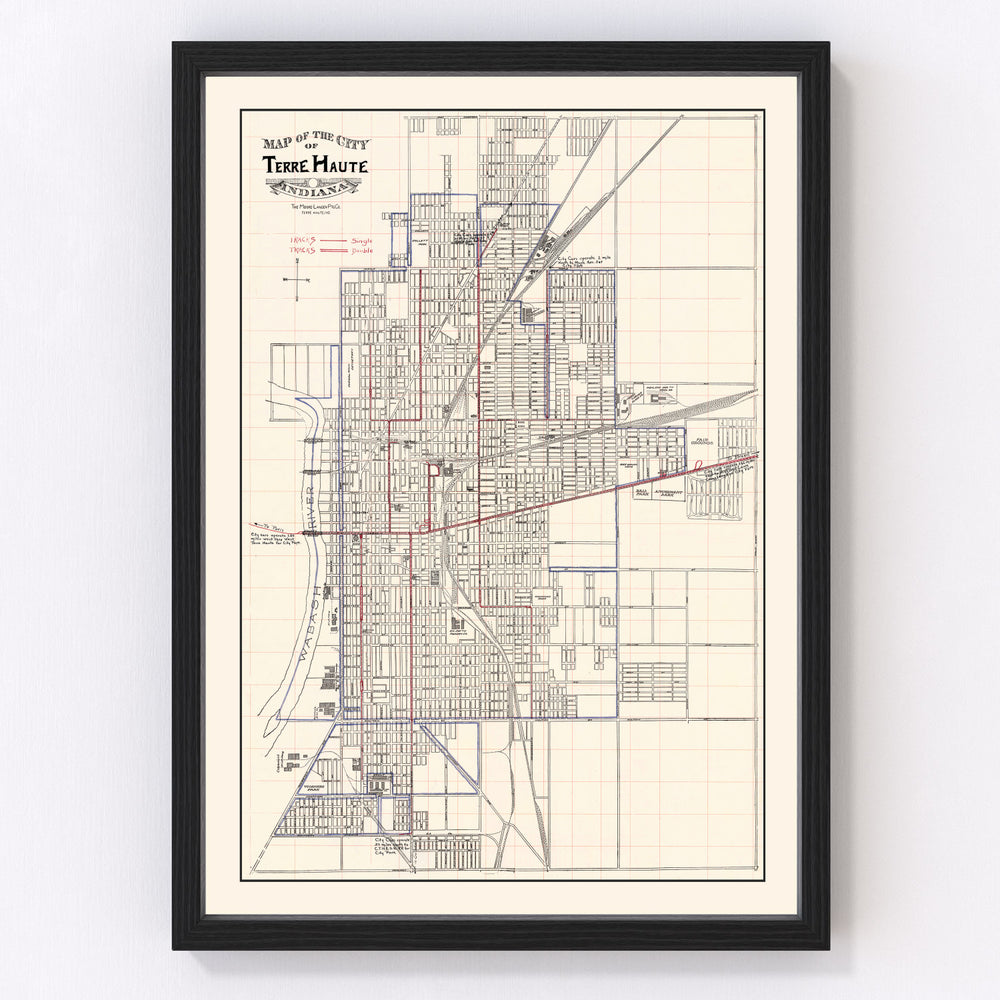 Terre Haute Vintage Map 1907