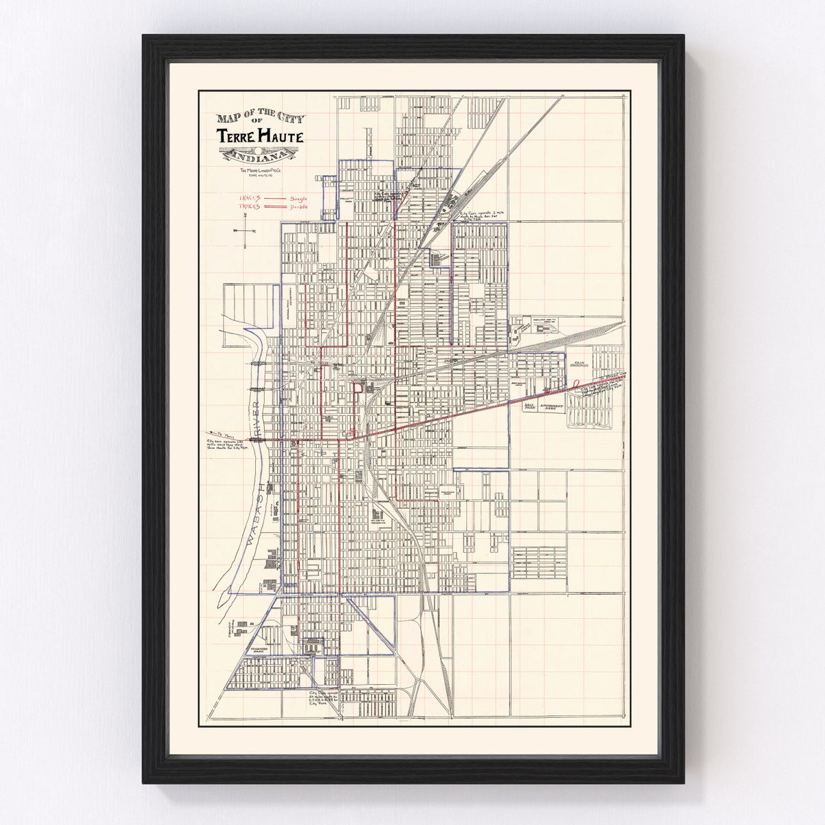Terre Haute Vintage Map 1907