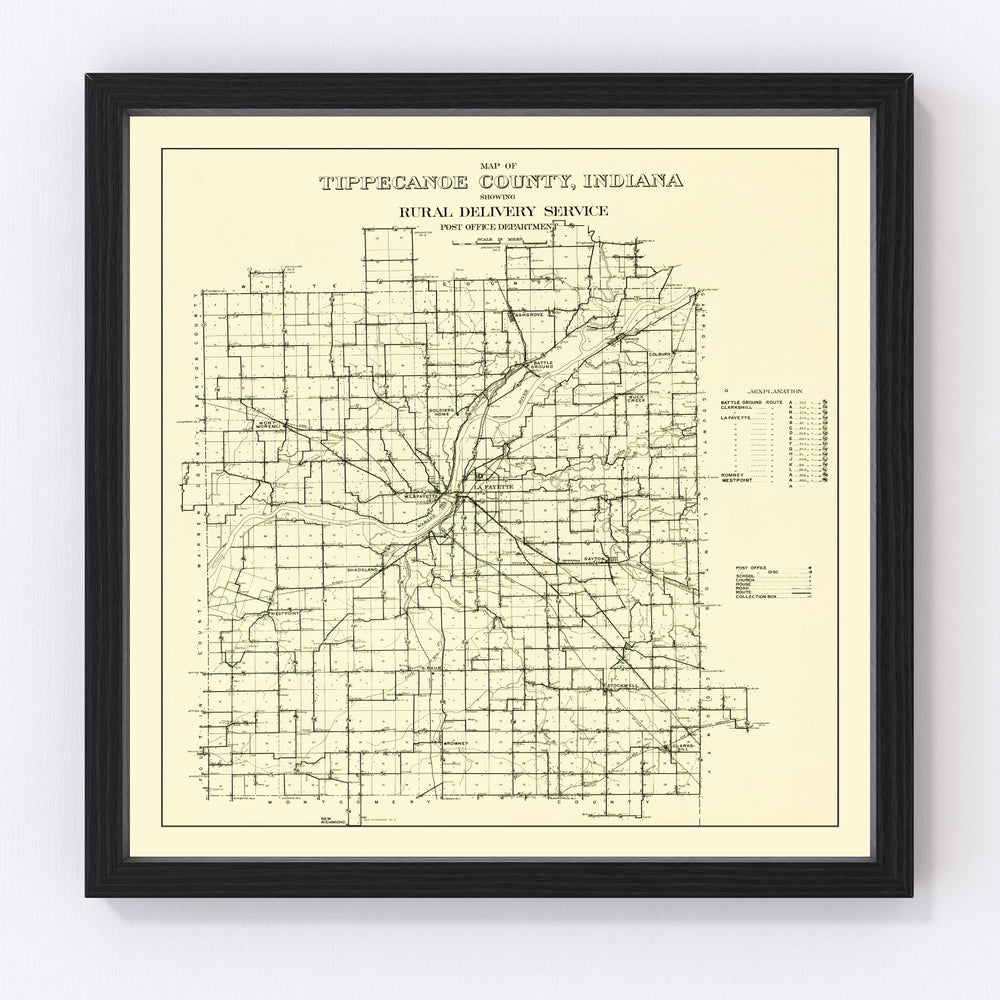 Tippecanoe County Vintage Map 1911