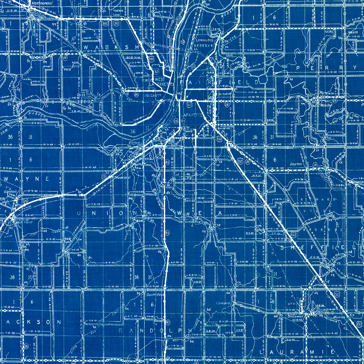 Restored historic details from the 1936 county map of Tippecanoe County, Indiana