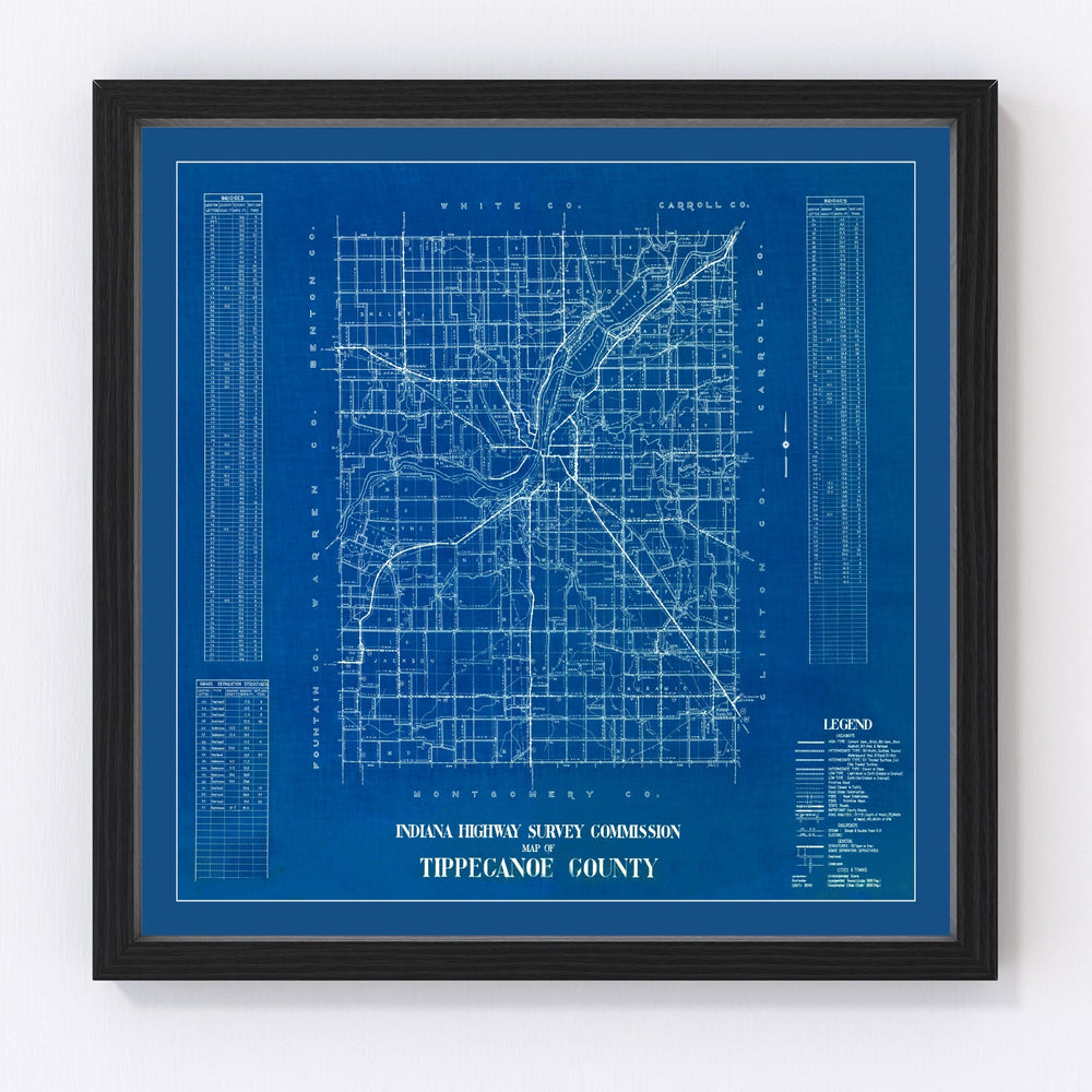Tippecanoe County Vintage Map 1936