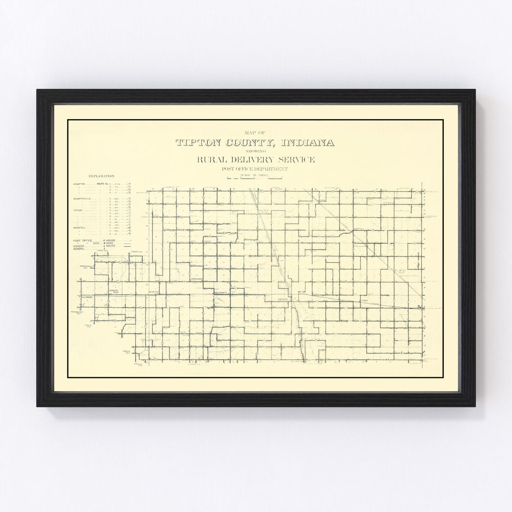 Tipton County Vintage Map 1910