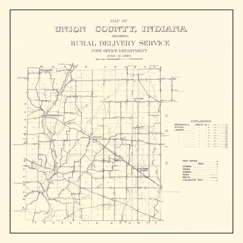 Size comparison using Vintage Map of Union County, Indiana 1911
