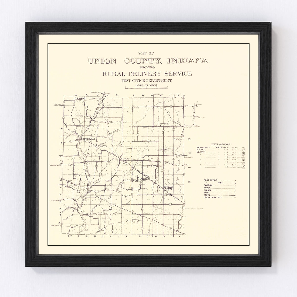 Union County Vintage Map 1911