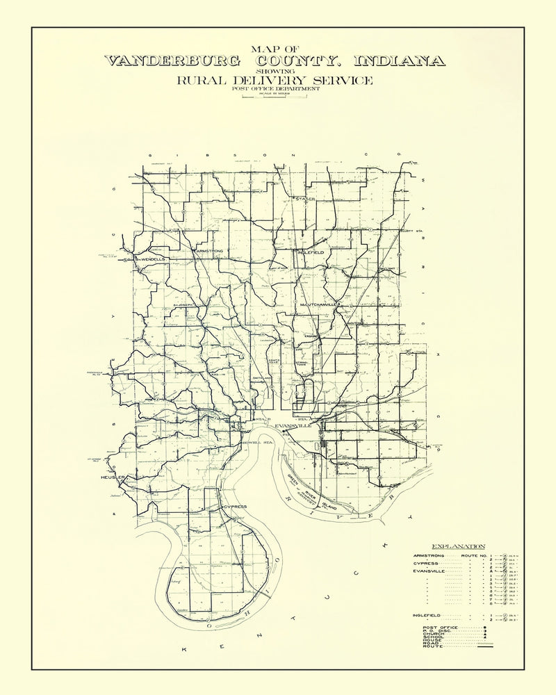 Size comparison using Vintage Map of Vanderburgh County, Indiana 1908