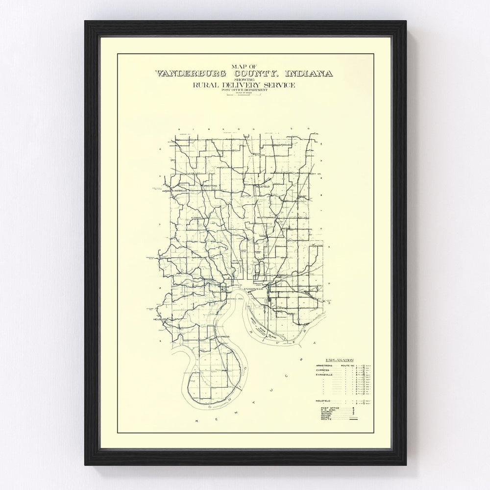 Vanderburgh County Vintage Map 1908