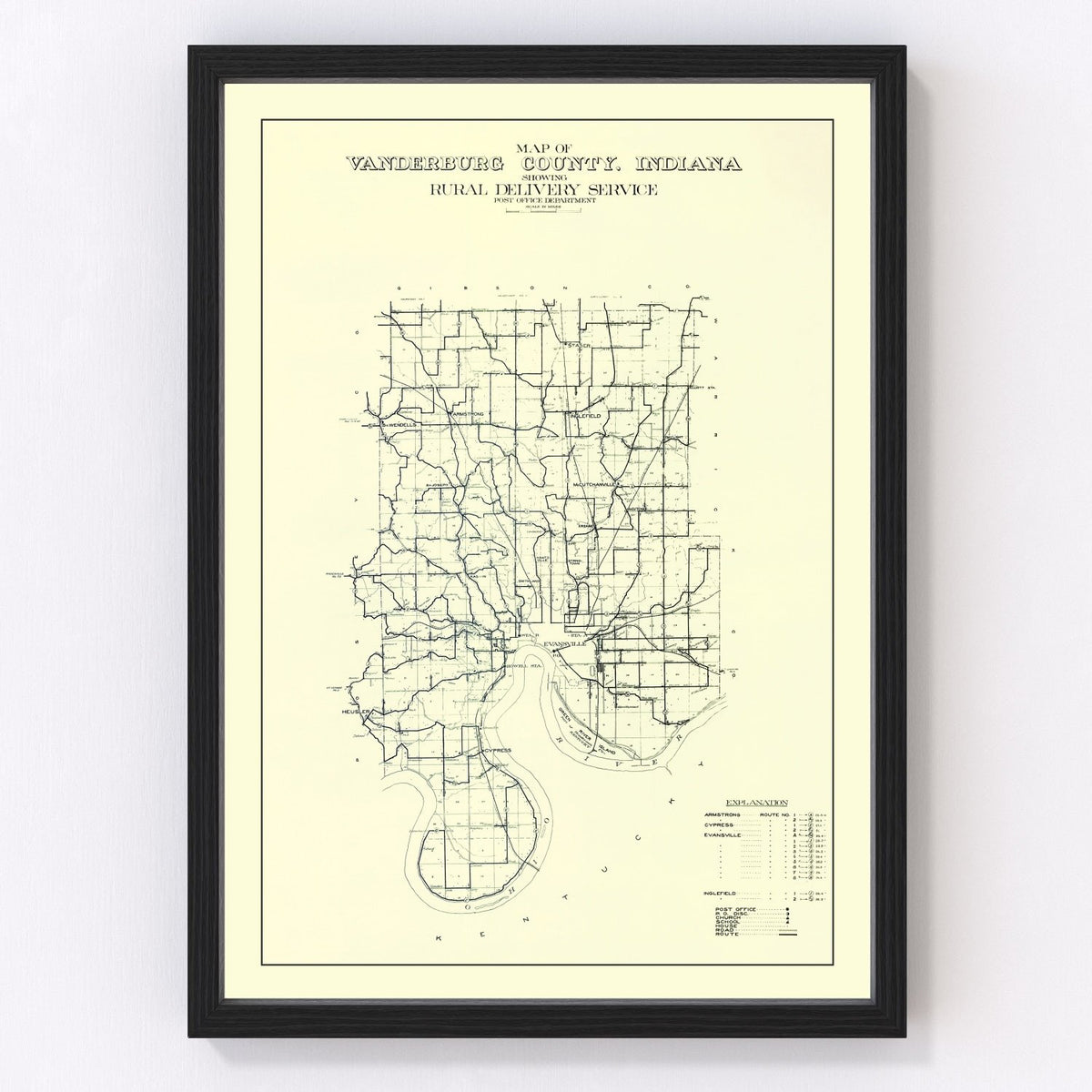 Vanderburgh County Vintage Map 1908