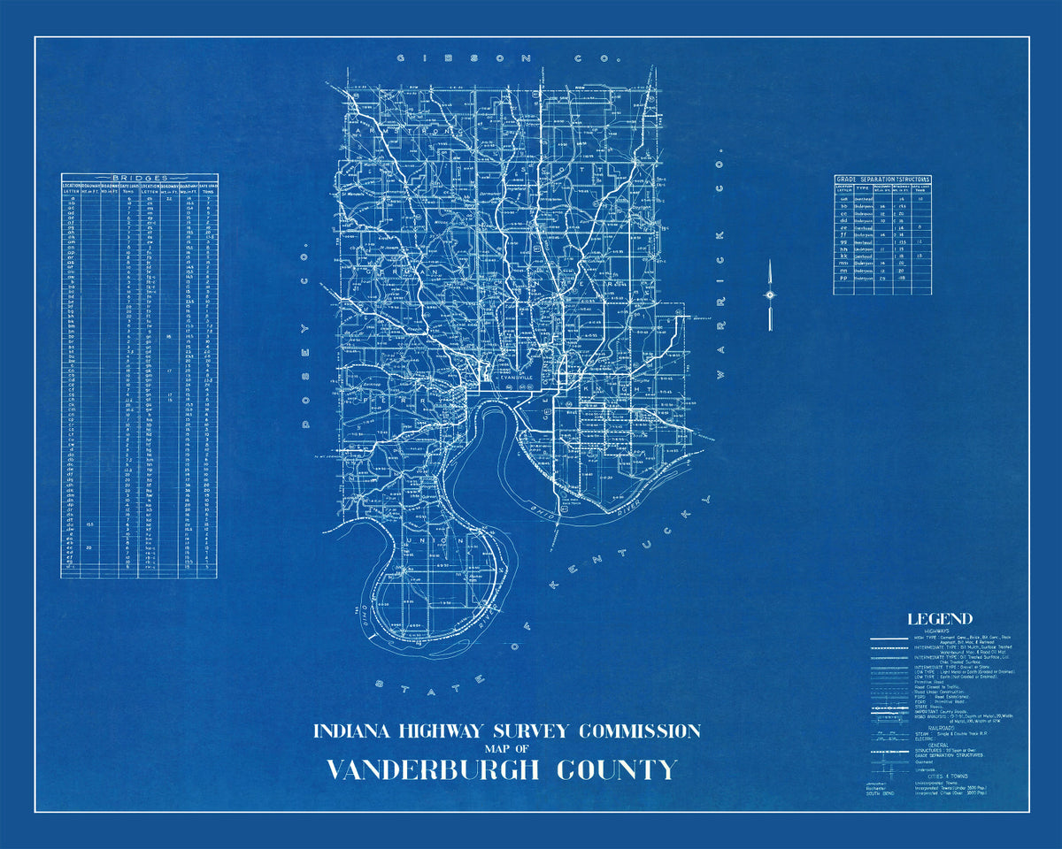 Preview of Vintage Map of Vanderburgh County, Indiana 1936