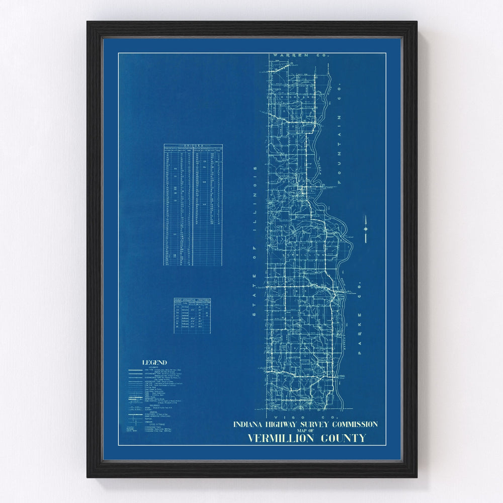 Vermillion County Vintage Map 1936