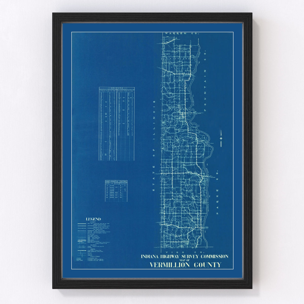 Vermillion County Vintage Map 1936