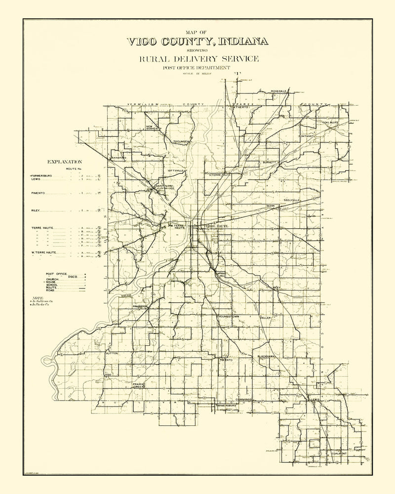 Size comparison using Vintage Map of Vigo County, Indiana 1909