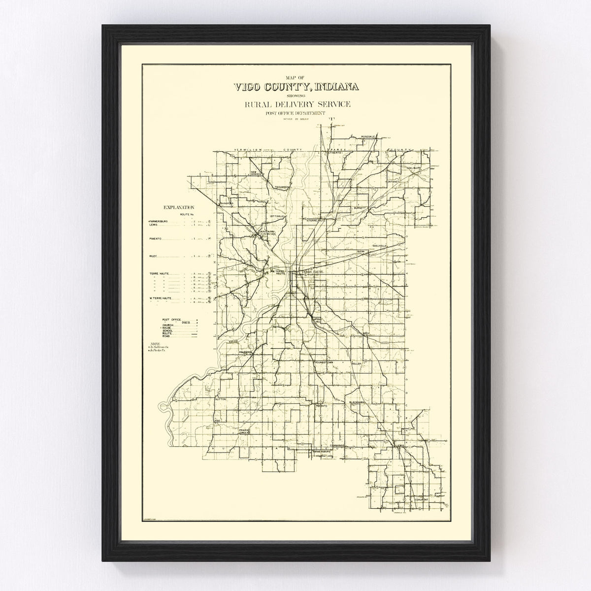Vigo County Vintage Map 1909