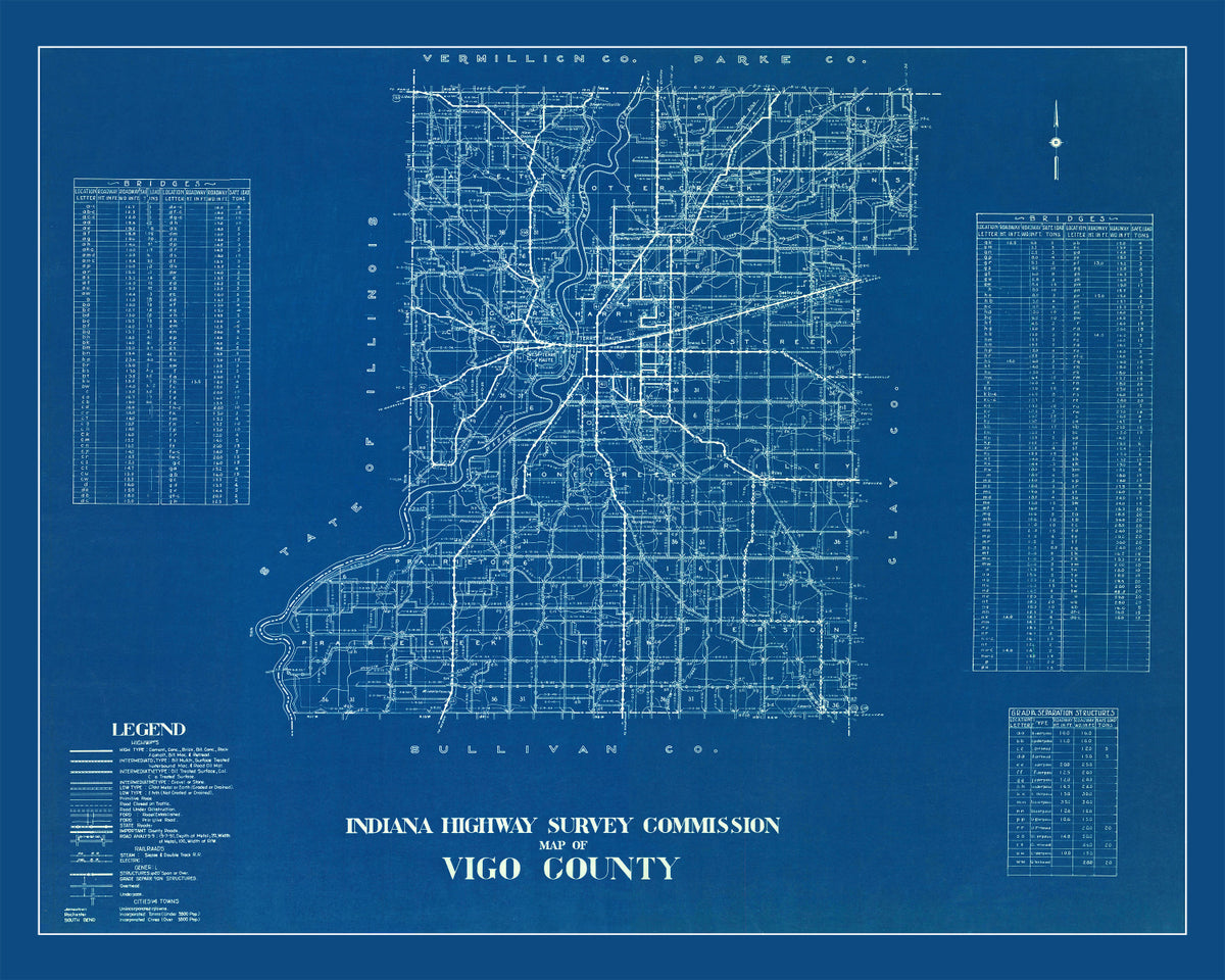 Preview of Vintage Map of Vigo County, Indiana 1936