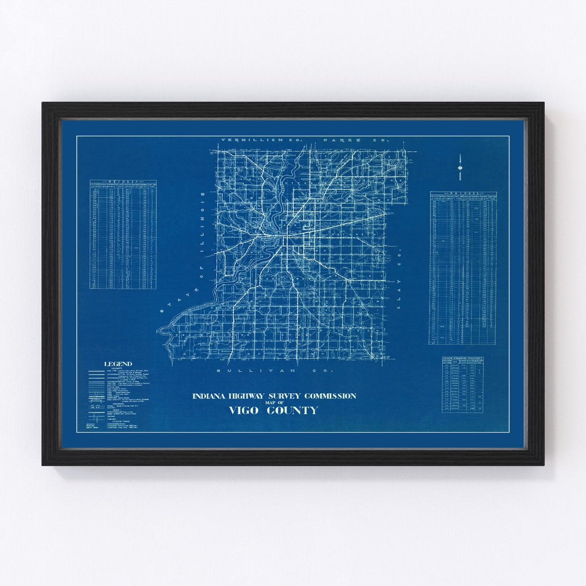 Vigo County Vintage Map 1936