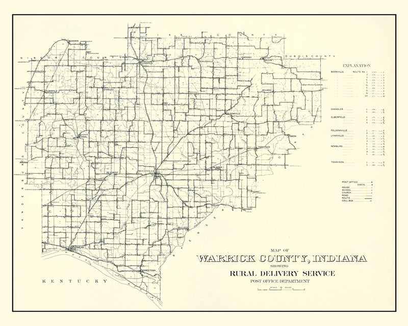 Size comparison using Vintage Map of Warrick County, Indiana 1910