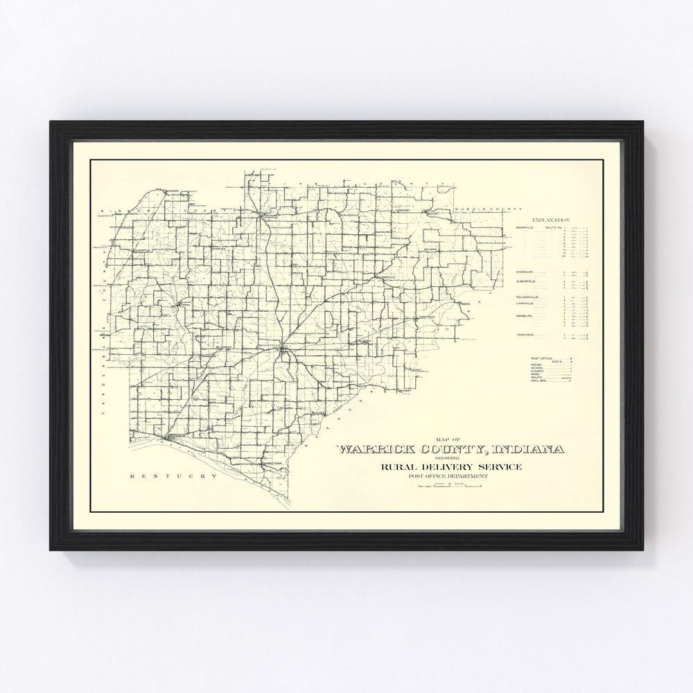 Warrick County Vintage Map 1910