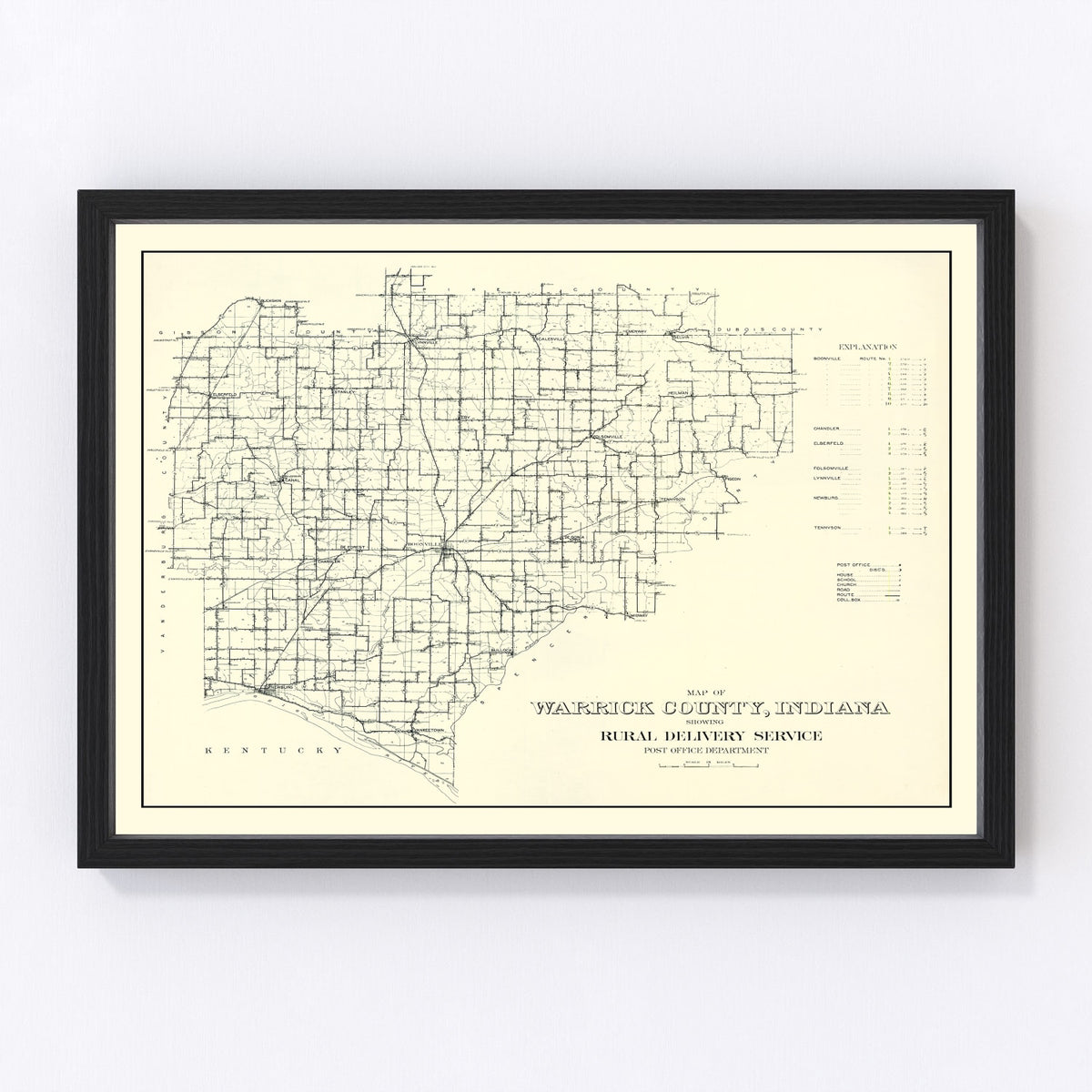 Warrick County Vintage Map 1910