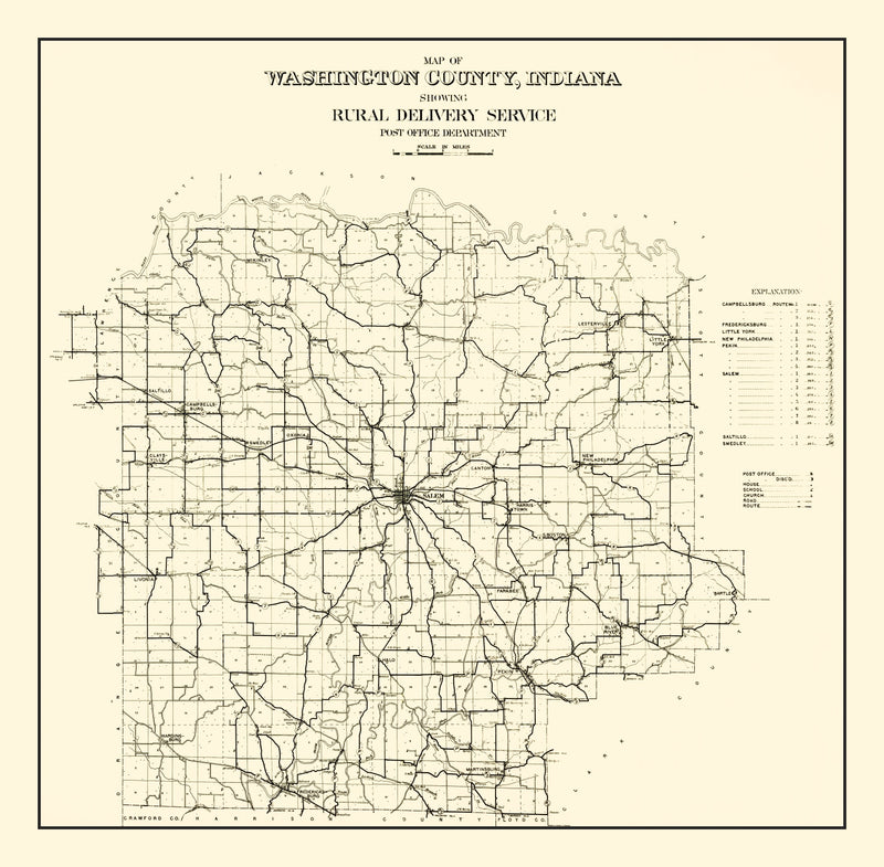 Size comparison using Vintage Map of Washington County, Indiana 1910