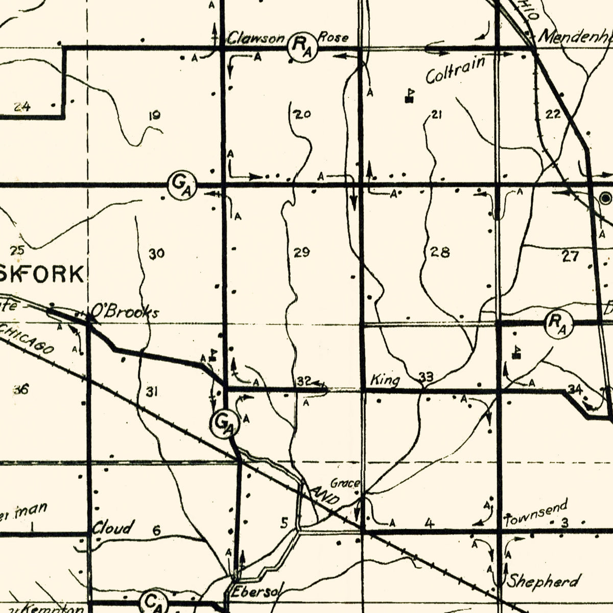 Restored historic details from the 1910 county map of Wayne County, Indiana