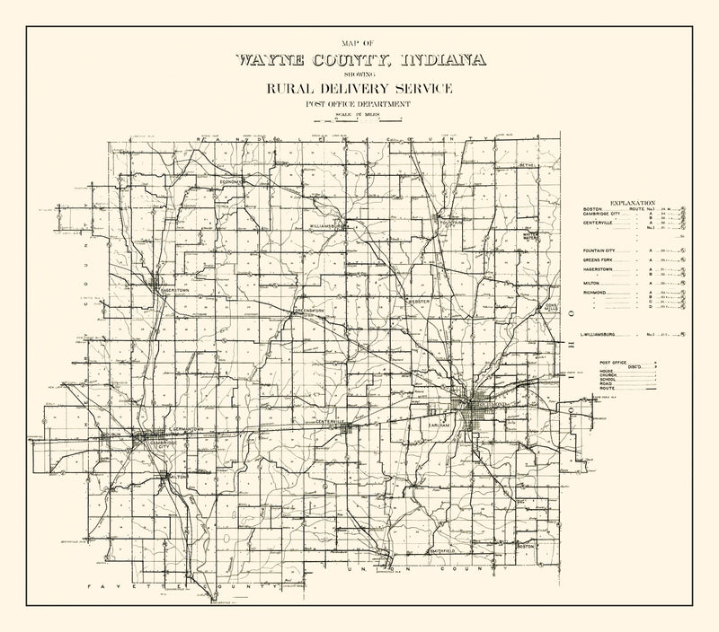 Size comparison using Vintage Map of Wayne County, Indiana 1910