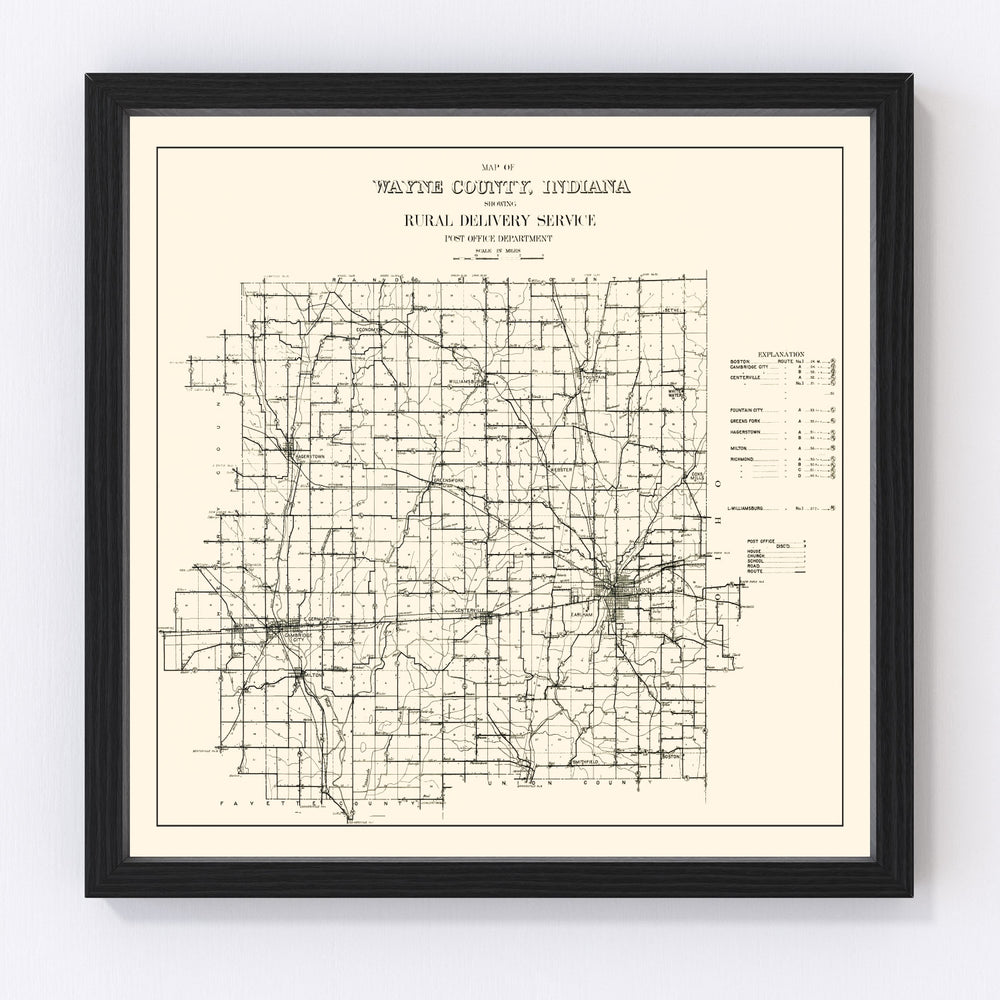 Wayne County Vintage Map 1910