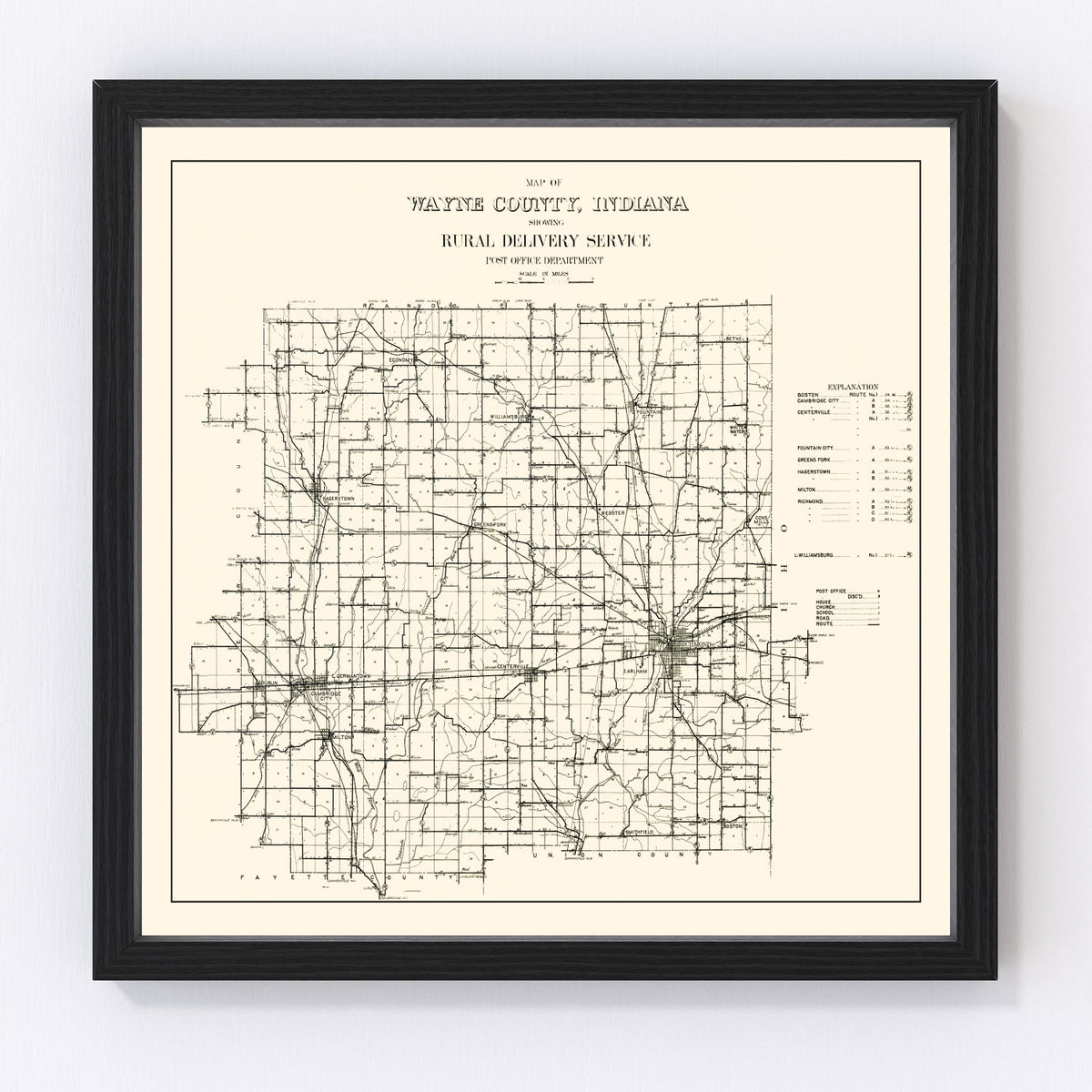 Wayne County Vintage Map 1910