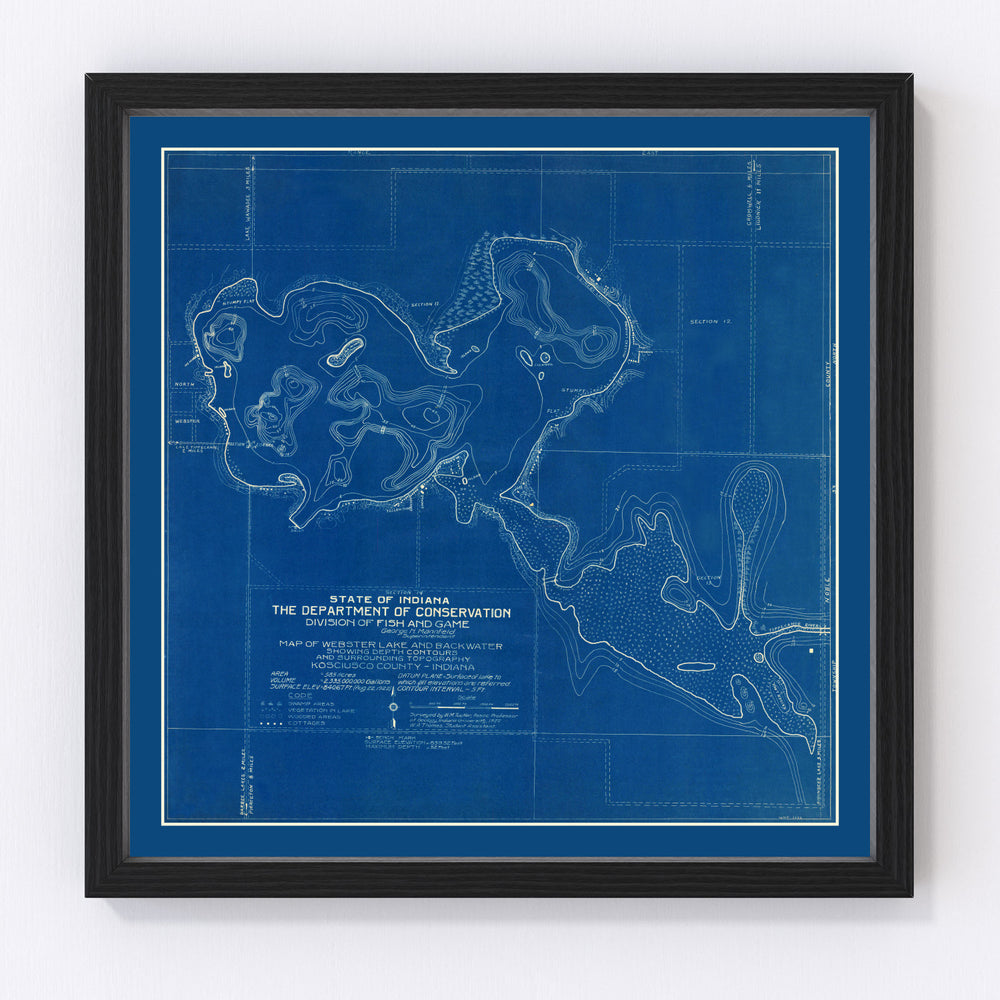 Webster Lake Vintage Map 1922