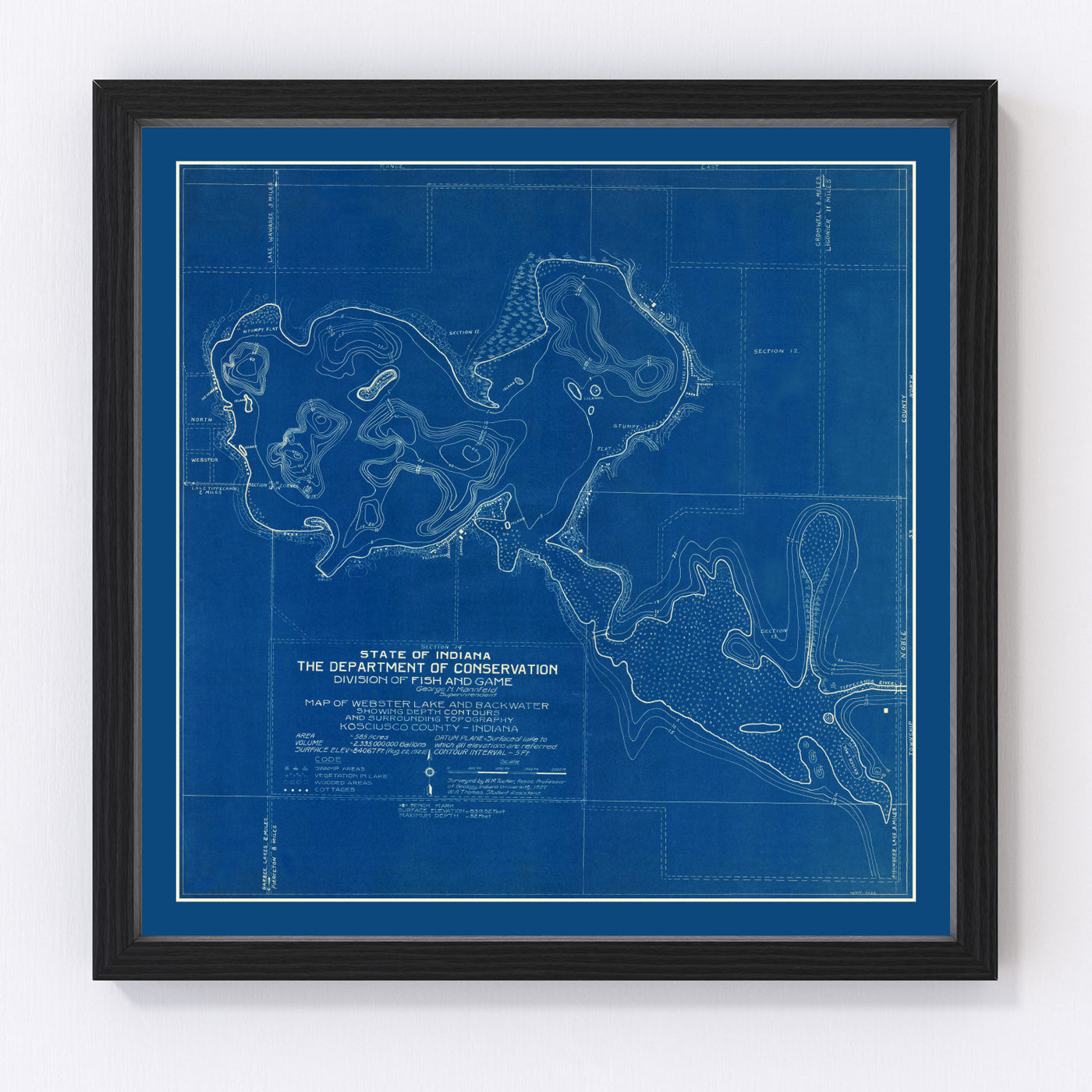 Webster Lake Vintage Map 1922