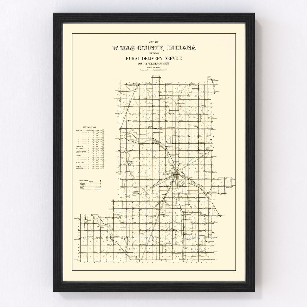 Wells County Vintage Map 1911