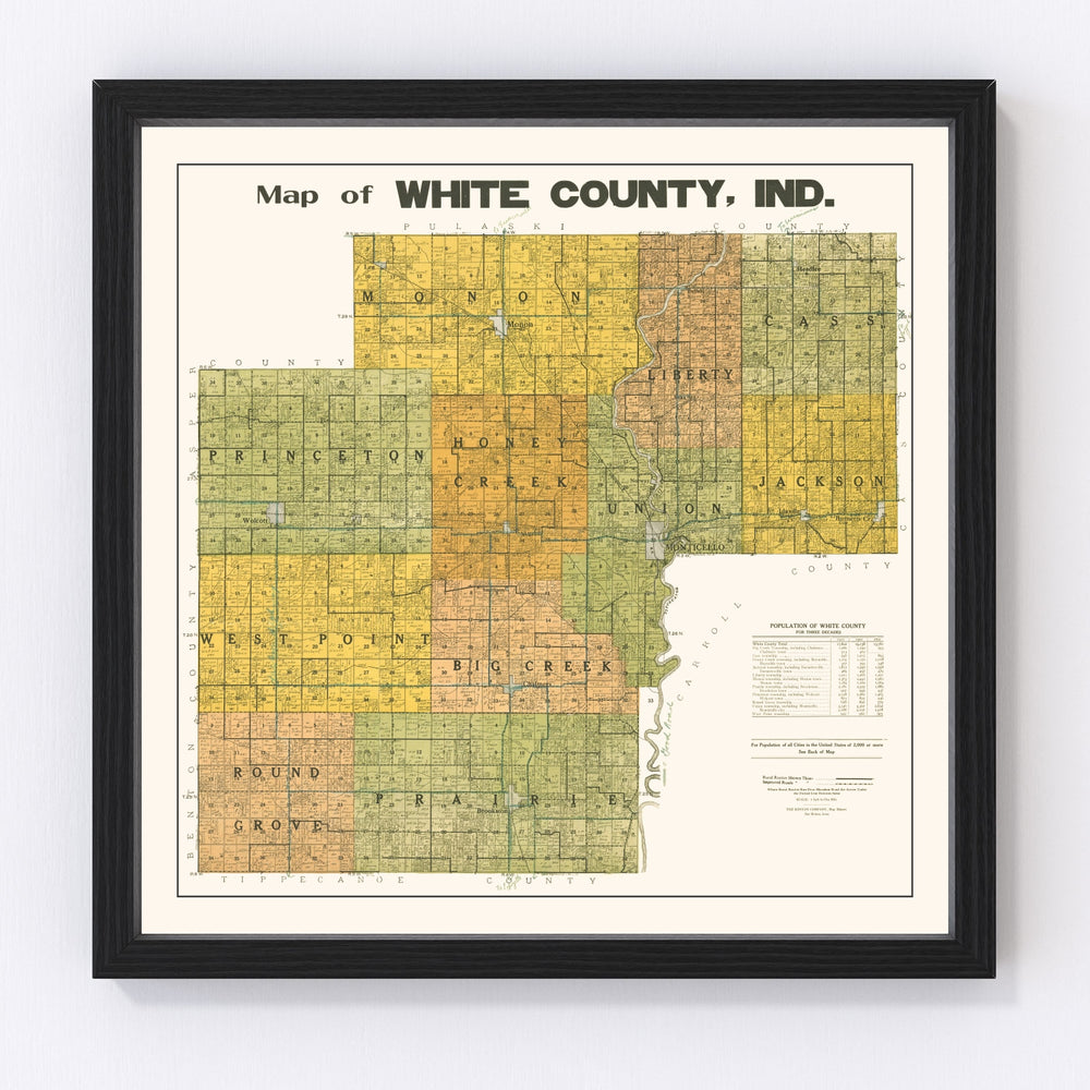 White County Vintage Map 1910