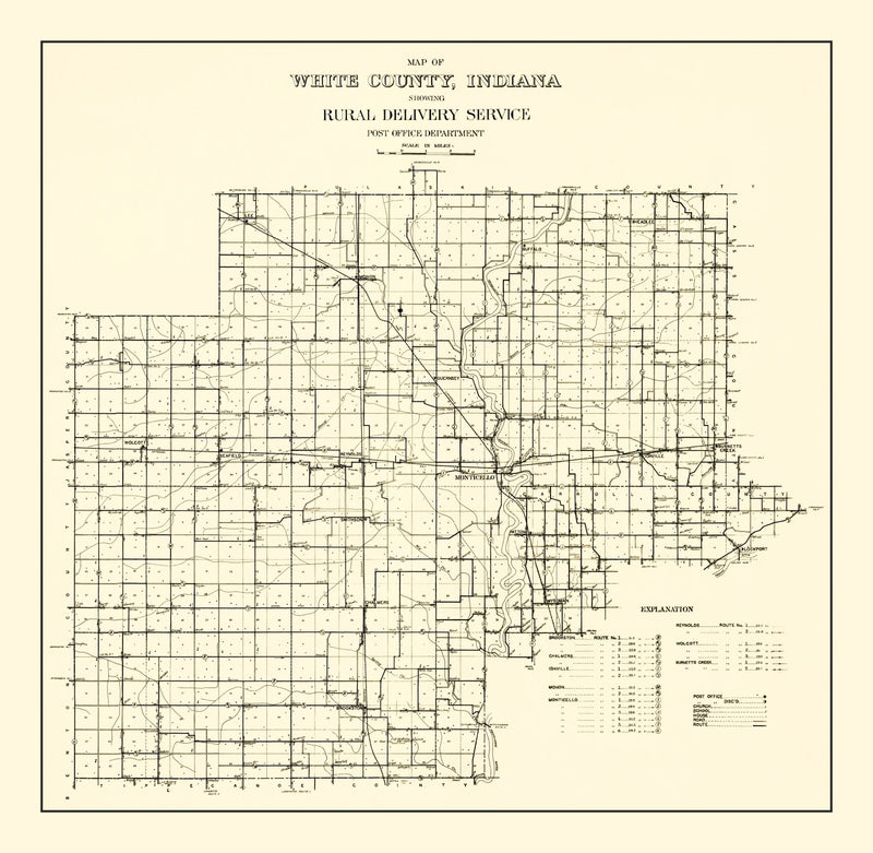 Size comparison using Vintage Map of White County, Indiana 1909